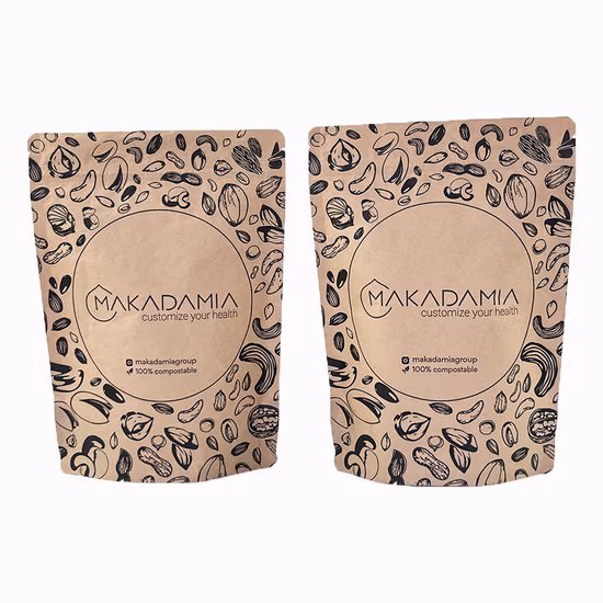 Biodegradable Plastic Zipper Stand-up Pouch Kraft Paper Zip Lock Pet Food Bag for Dog Cat Treat Fish Feed Candy Snack Coffee Packaging with Window