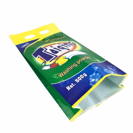 sac d'emballage fait sur commande de poudre à laver de gousset latéral de joint arrière de poignée portative 500g